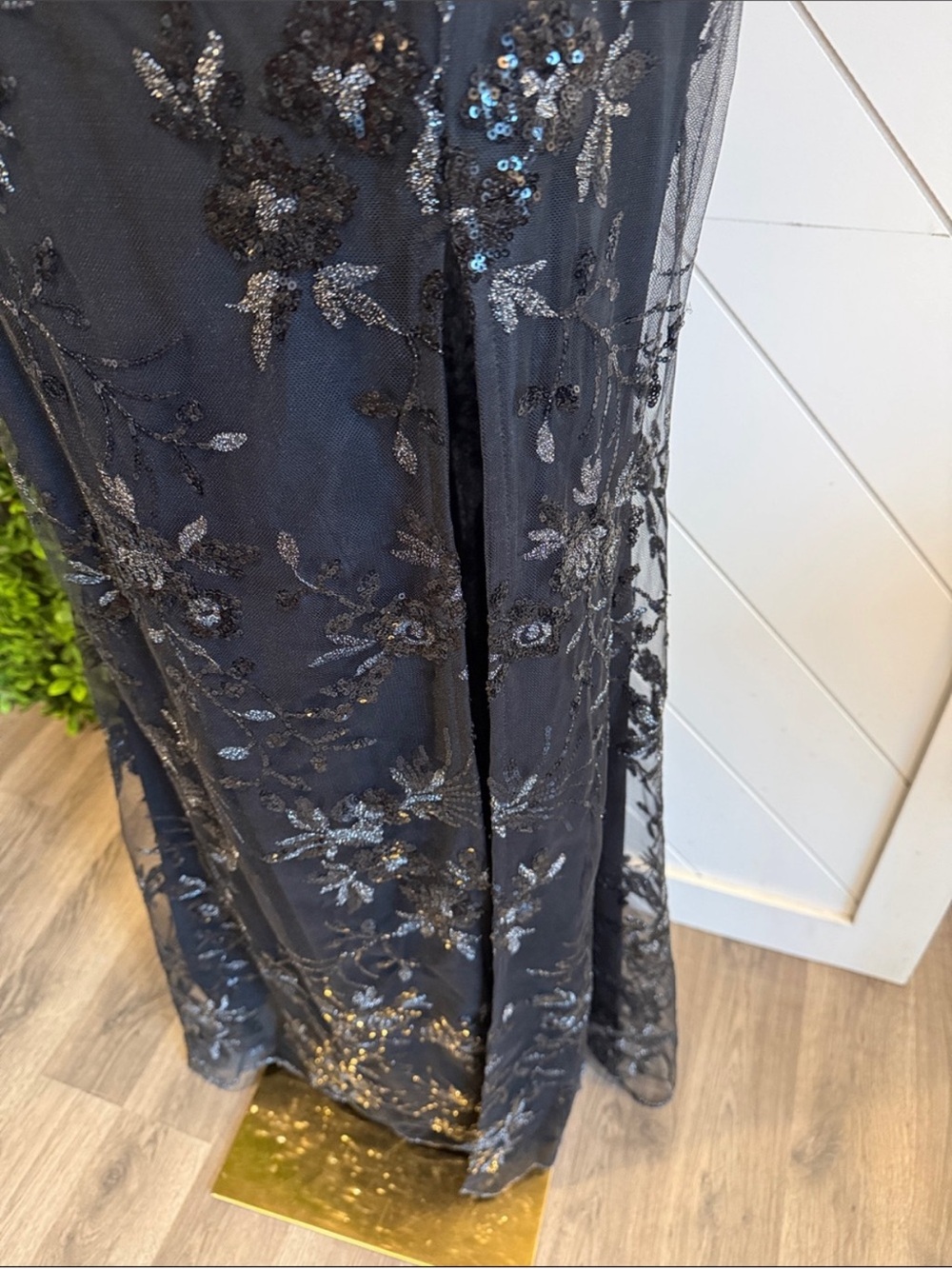 NWT-Confident Sensation Black Sequin Strapless Bustier Maxi Dress - Picture 7 of 15
